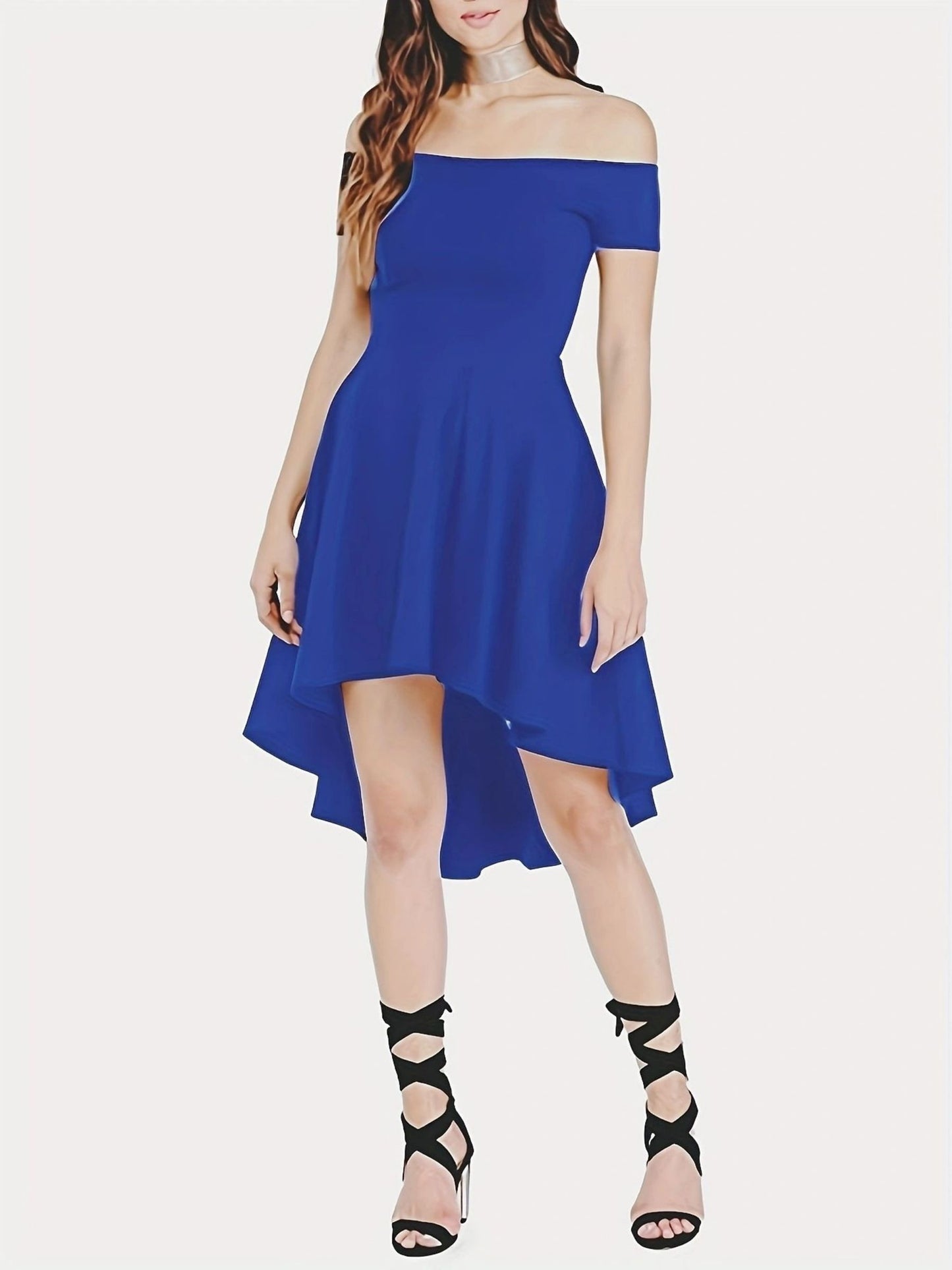 Off-shoulder high low dress for women