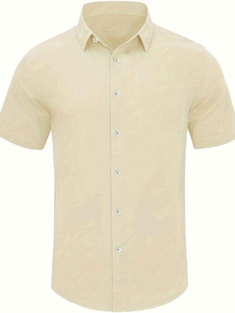 Men’s Short-Sleeve Button-Up Shirt - Classic Collar - Lightweight Relaxed Fit
