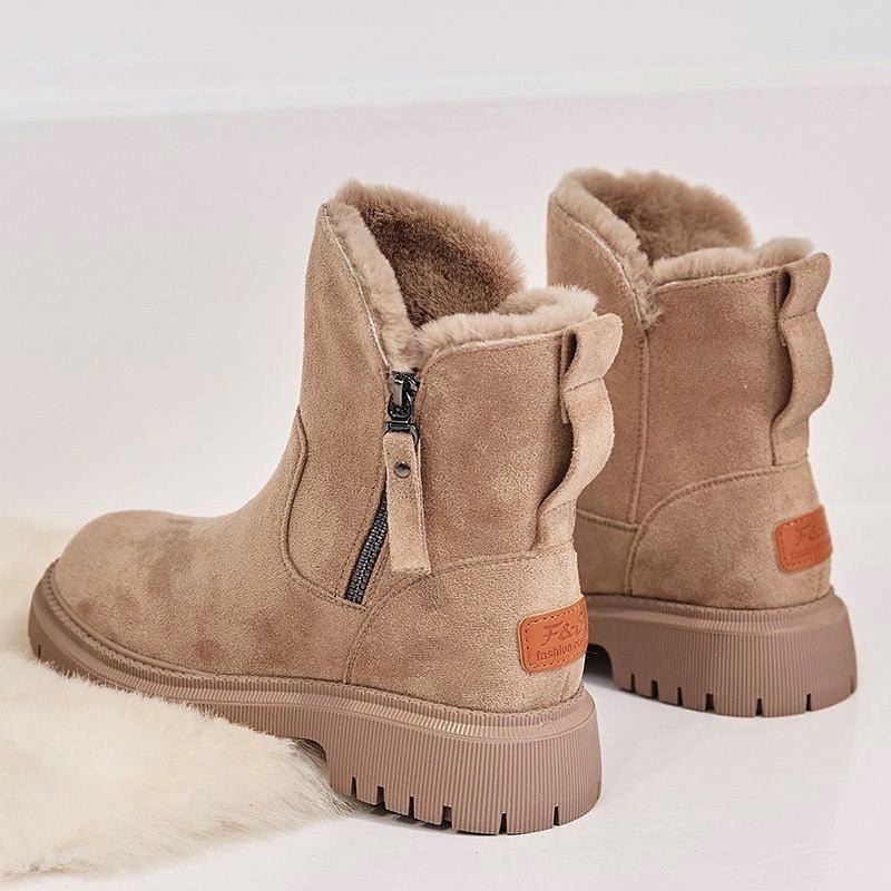 Women’s Ankle Boots – Suede Look – Warm Lined – Side Zip – Non-Slip Lug Sole