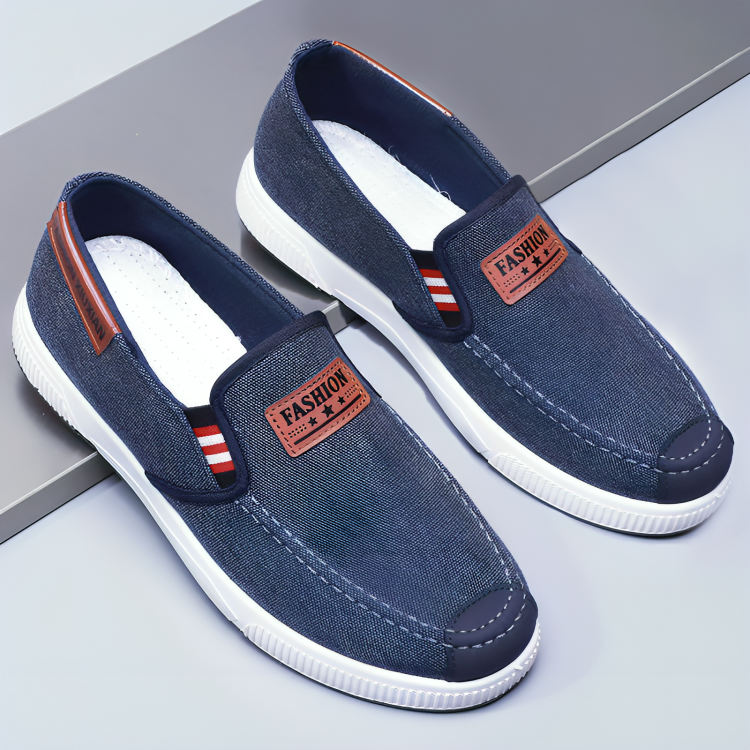 Men’s Suede Loafers – Slip-On Design – Casual Fit – Elastic Sides – Decorative Patch