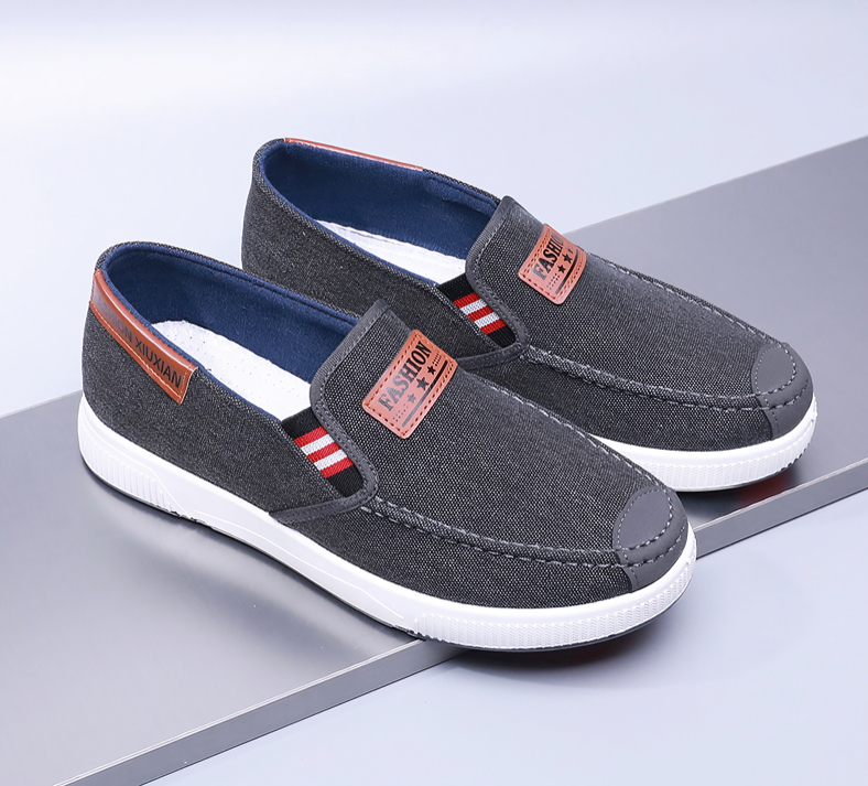 Men’s Suede Loafers – Slip-On Design – Casual Fit – Elastic Sides – Decorative Patch