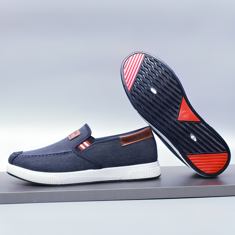 Men’s Suede Loafers – Slip-On Design – Casual Fit – Elastic Sides – Decorative Patch