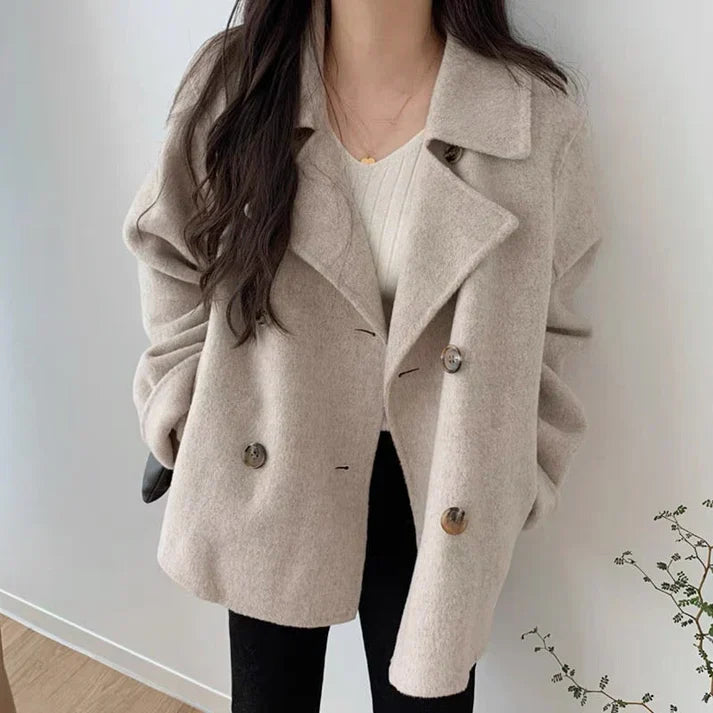 Women’s Coat – Oversized Fit – Soft Wool – Double-Breasted – Hip Length