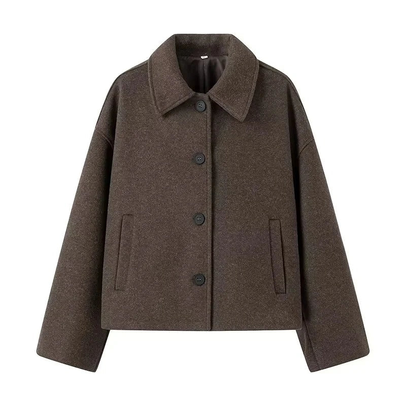 Women’s Jacket – Wool Blend – Boxy Fit – Button Front – Minimalist Style