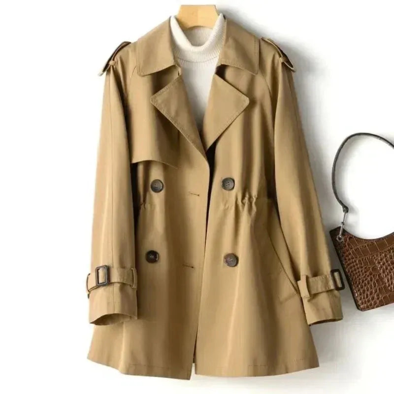 Women’s Trench Coat – Tailored Fit – Double-Breasted – Mid Length – Belted Waist
