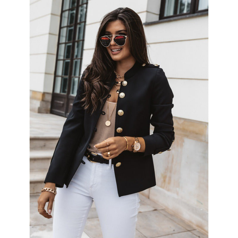 Women’s Blazer – Slim Fit – Double Breasted – Structured Shoulders – Cotton Blend – Waist Length