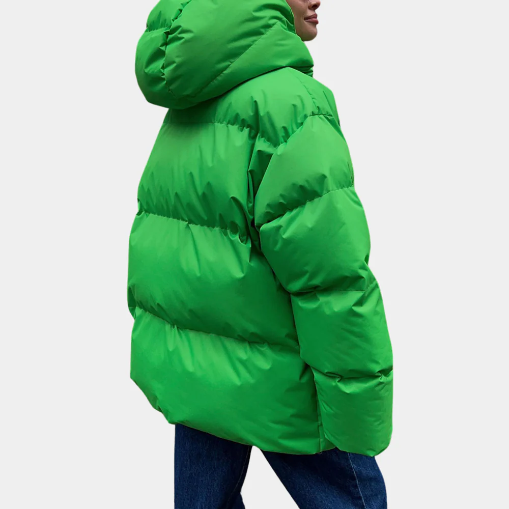 Women’s Padded Jacket – Oversized Fit – Quilted Hooded – Water-Resistant – Hip Length
