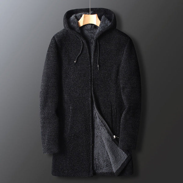 Men’s Hooded Jacket – Relaxed Fit – Textured Fleece – Zip Front