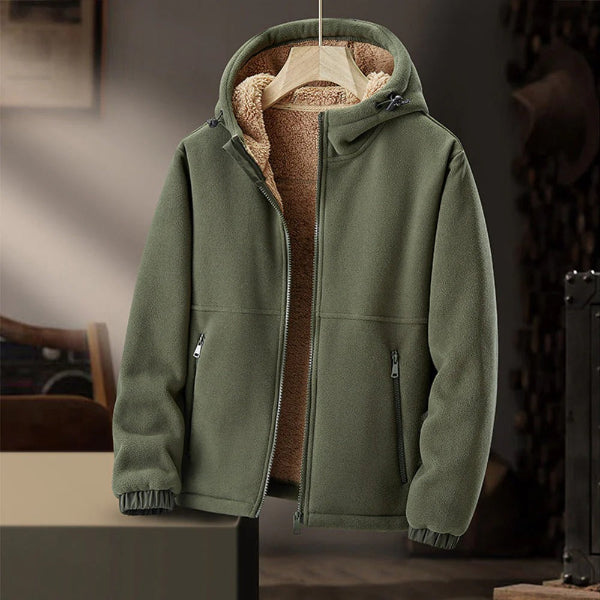 Men’s Fleece Jacket – Sherpa Lined – Regular Fit – Hooded with Zipper Closure