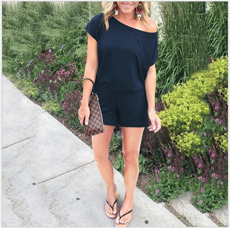 Women’s One-Piece Romper – Off-Shoulder – Relaxed Fit – Breathable Lightweight Fabric