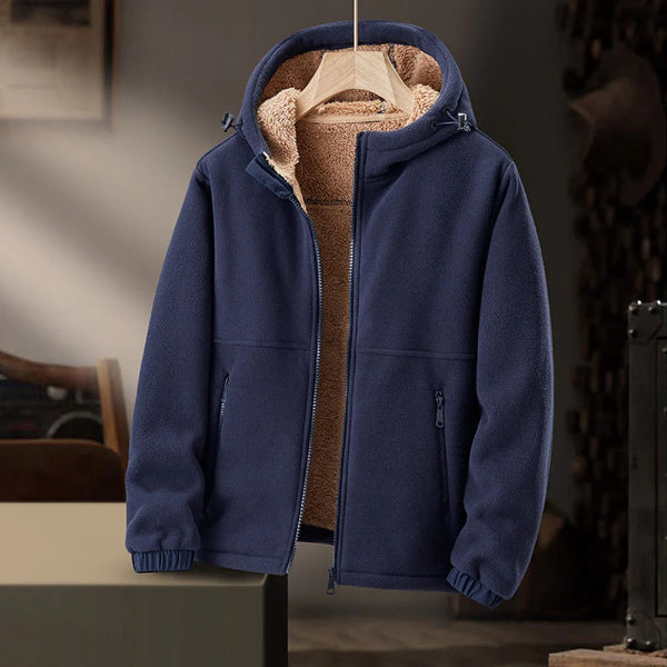 Men’s Fleece Jacket – Sherpa Lined – Regular Fit – Hooded with Zipper Closure