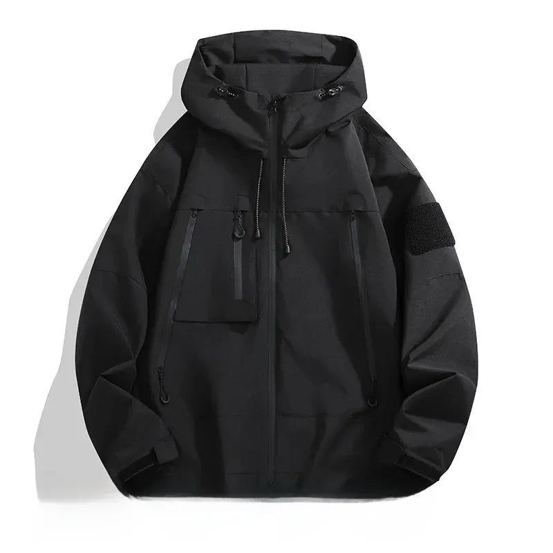 Men’s Jacket – Oversized Fit – Wind-Resistant – Zippered Pockets – Adjustable Hood