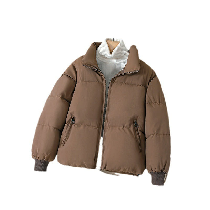 Women’s Puffer Jacket – Oversized Fit – Quilted Cotton Blend – Stand-Up Collar