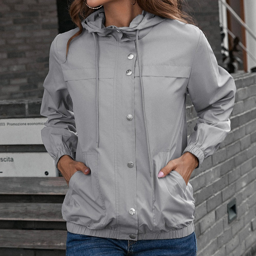 Women’s Rain Jacket – Waterproof Windproof – Relaxed Fit – Hooded Zip Front