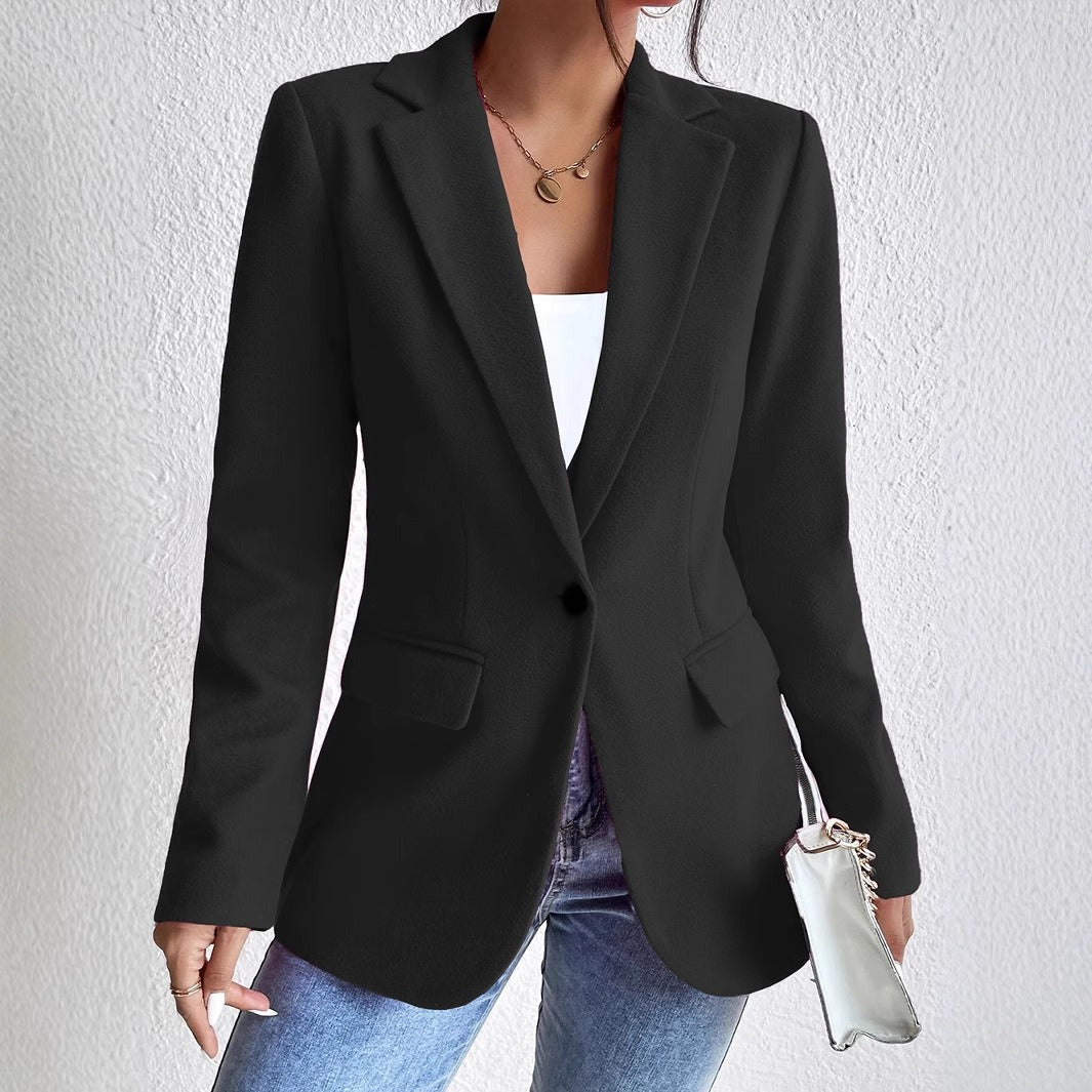 Women’s Coat – Tailored Slim Fit – Wool Blend – Notched Lapel – Hip Length – Single-Breasted