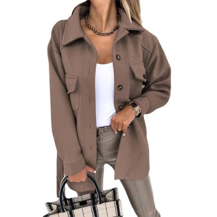 Women’s Windproof Jacket – Oversized Fit – Button Front – Hip Length – Casual Wear