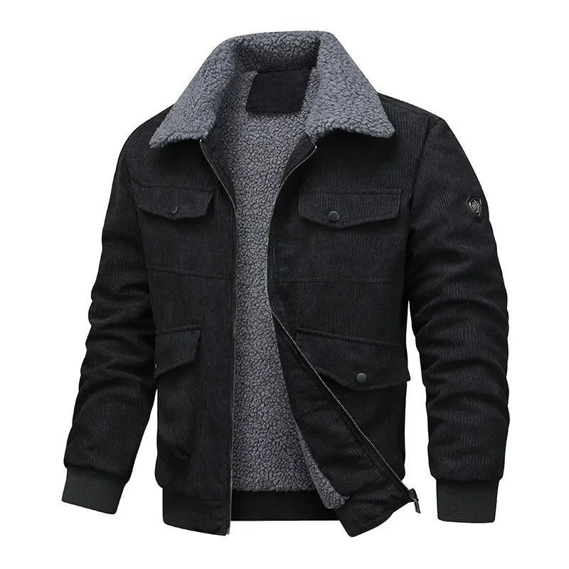 Men’s Jacket – Corduroy Exterior – Sherpa Lined – Relaxed Fit – Four Pockets