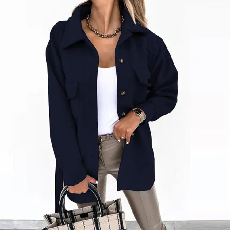 Women’s Windproof Jacket – Oversized Fit – Button Front – Hip Length – Casual Wear