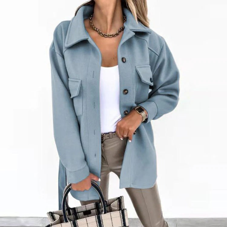 Women’s Windproof Jacket – Oversized Fit – Button Front – Hip Length – Casual Wear