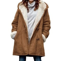 Women’s Hooded Coat – Fleece Lined – Relaxed Fit – Toggle Closure – Mid-Thigh Length