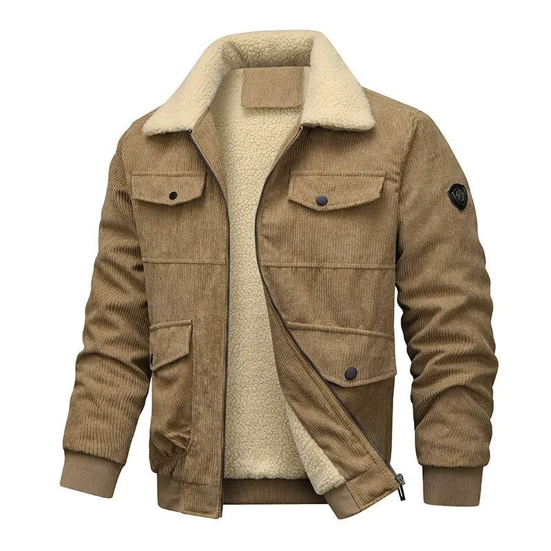 Men’s Jacket – Corduroy Exterior – Sherpa Lined – Relaxed Fit – Four Pockets
