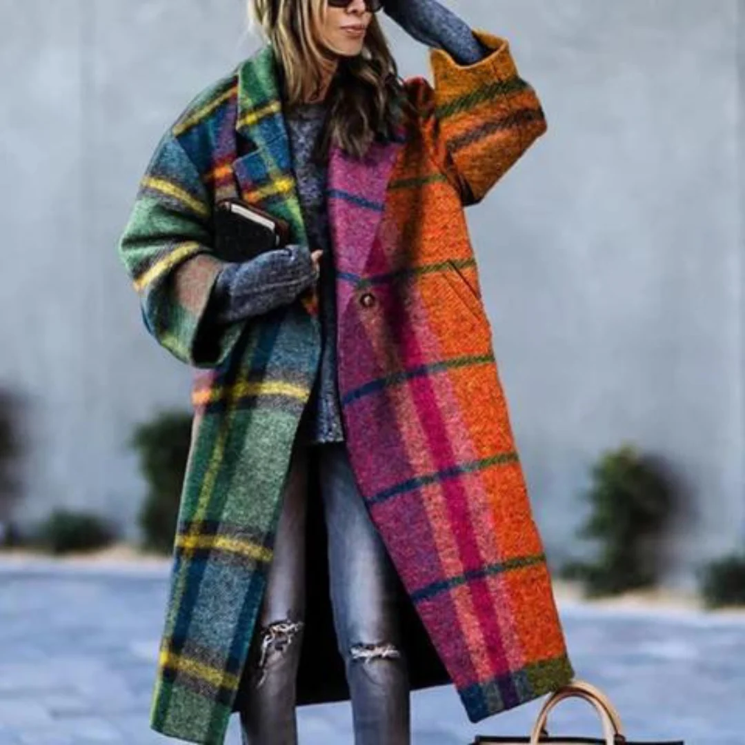 Women’s Long Coat – Wool Blend – Oversized Fit – Notched Lapel – Single-Breasted