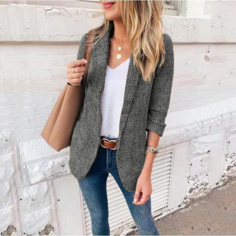 Women’s Blazer – Slim Fit – Woven Fabric – Notched Lapel – Short Tailored Jacket