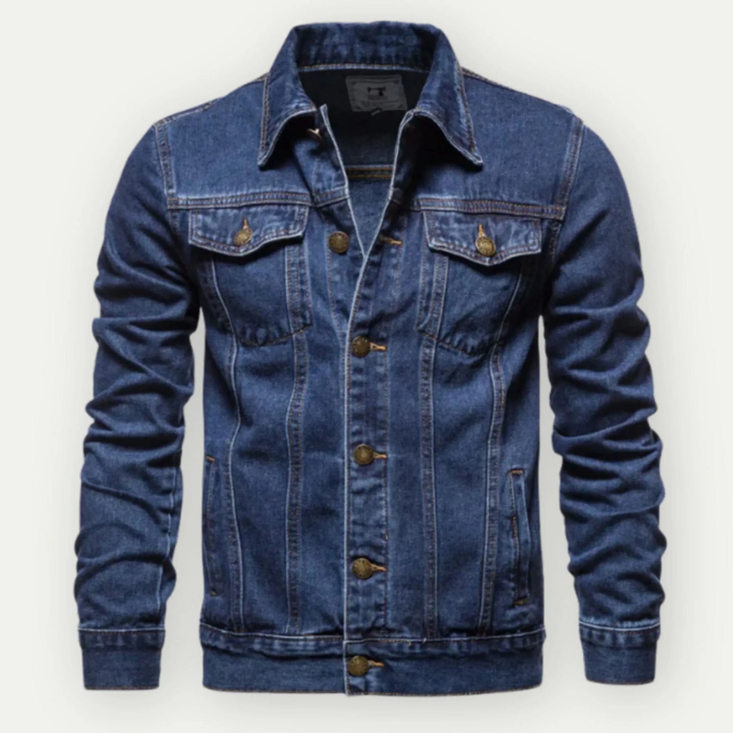 Men’s Trucker Jacket – Tailored Fit – Denim – Button Front – Chest and Side Pockets