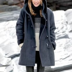 Women’s Hooded Coat – Fleece Lined – Relaxed Fit – Toggle Closure – Mid-Thigh Length