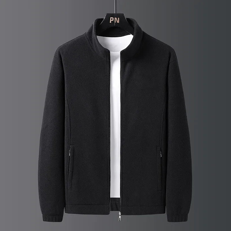 Men’s Fleece Jacket – Regular Fit – Stand Collar – Full Zip – Elastic Trim – Pockets