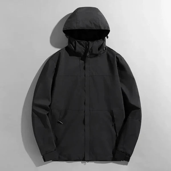 Men’s Outdoor Jacket – Regular Fit – Water-Resistant – Windproof – Detachable Hood