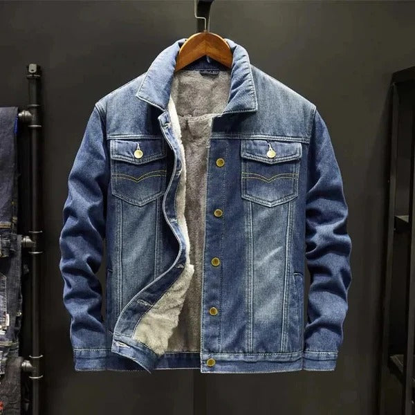 Men’s Denim Jacket – Relaxed Fit – Sherpa Lined – Button Front – Chest Pockets