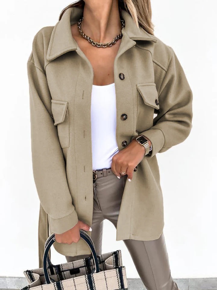 Women’s Windproof Jacket – Oversized Fit – Button Front – Hip Length – Casual Wear