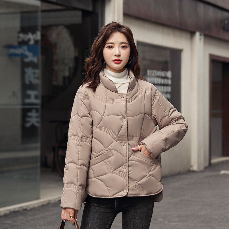 Women’s Down Coat – Quilted Lightweight – Regular Fit – Stand Collar – Hip Length