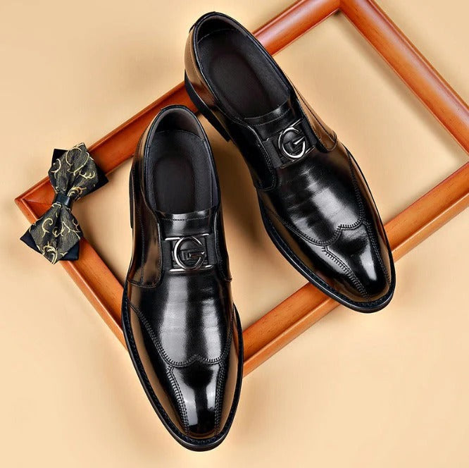 Men’s Formal Shoes – Polished Leather – Slip-On – Metal Detail – Formal Fit