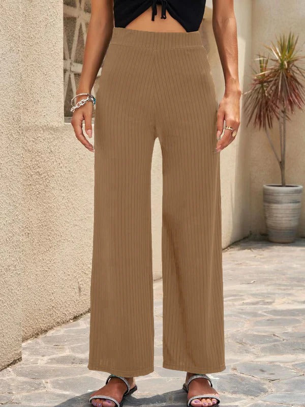 Women’s Palazzo Pants – High Waist – Wide Leg – Pleated – Breathable Fabric