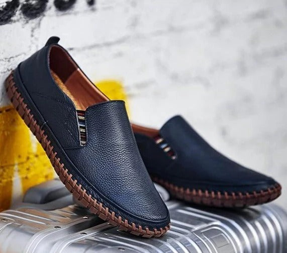 Men’s Formal Shoes – Leather Slip-On – Elastic Goring – Round Toe – Rubber Sole