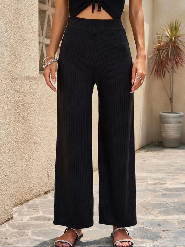 Women’s Palazzo Pants – High Waist – Wide Leg – Pleated – Breathable Fabric