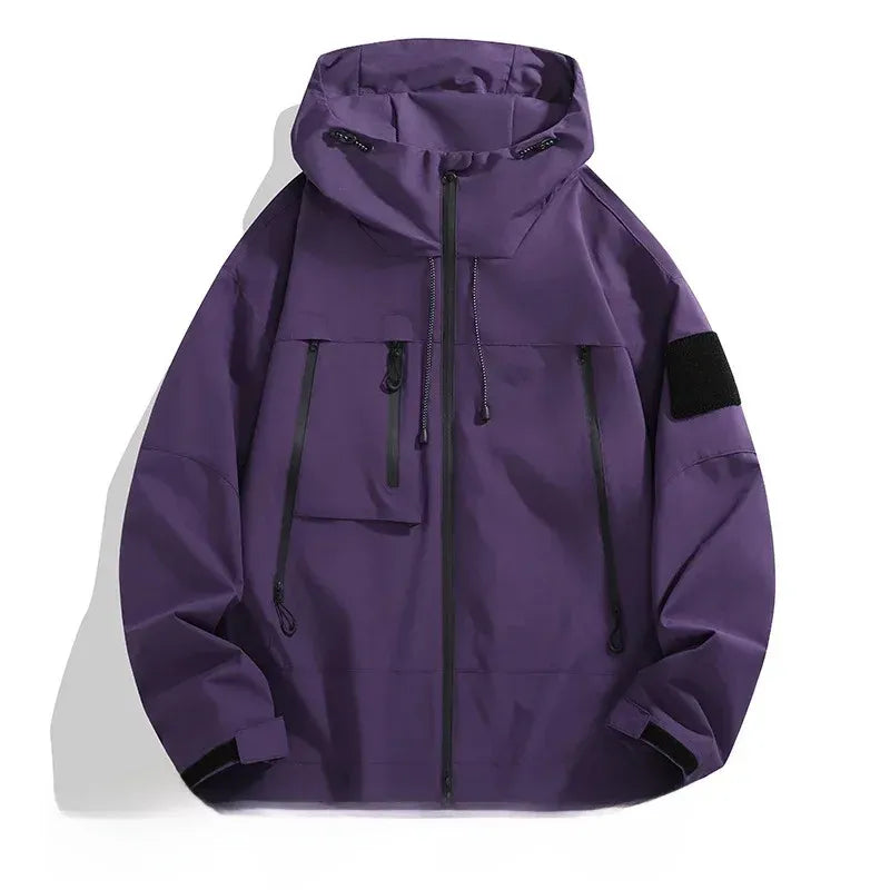 Men’s Jacket – Oversized Fit – Wind-Resistant – Zippered Pockets – Adjustable Hood