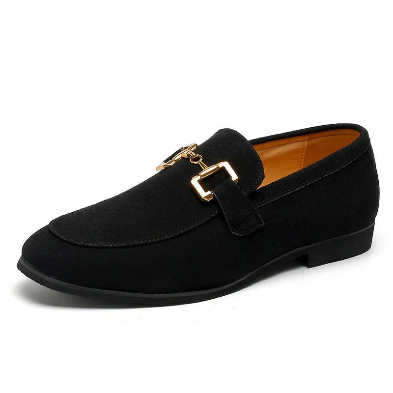 Men’s Loafers – Velvet Finish – Slip-On Design – Metal Buckle – Formal Wear