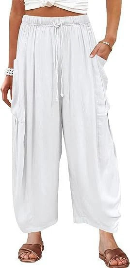 Women’s Relaxed Fit Trousers – Drawstring Waist – Full Length