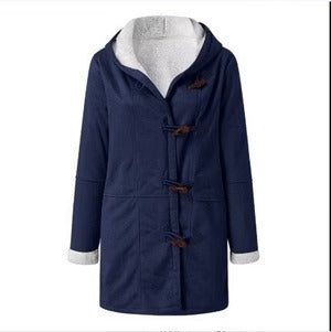 Women’s Hooded Coat – Fleece Lined – Relaxed Fit – Toggle Closure – Mid-Thigh Length