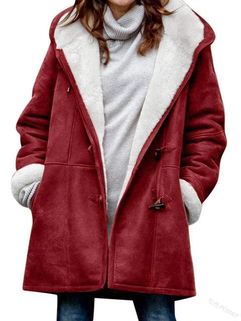 Women’s Hooded Coat – Fleece Lined – Relaxed Fit – Toggle Closure – Mid-Thigh Length