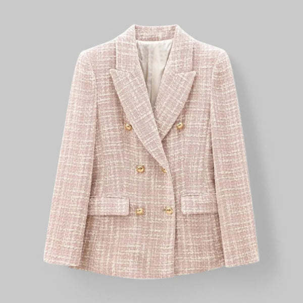 Women’s Blazer – Tailored Fit – Tweed Fabric – Double-Breasted – Wide Lapel