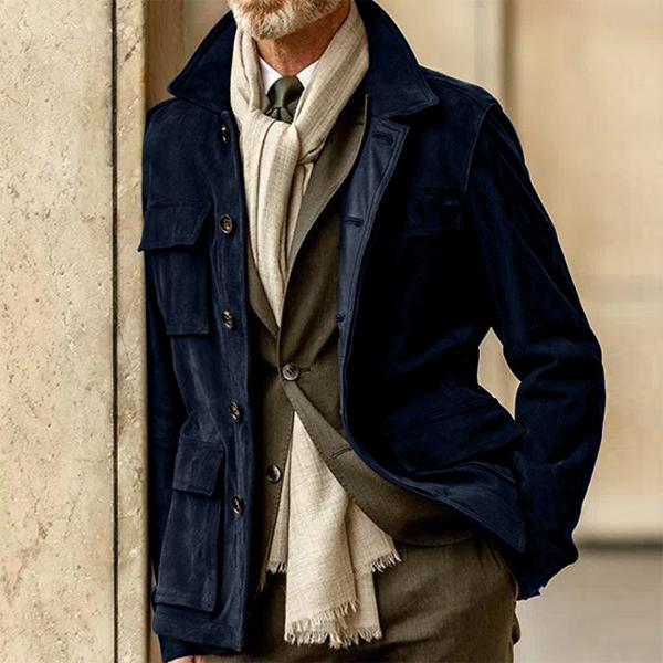 Men’s Tailored Jacket – Structured Fit – Soft Brushed Texture – Notch Collar – Flap Pockets