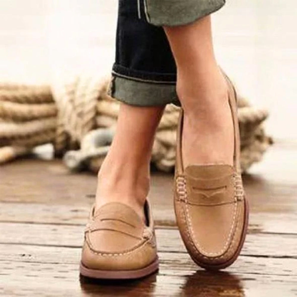Women’s Loafers – Slip-On Fit – Orthopedic Comfort – Moc Toe – Penny Strap Design
