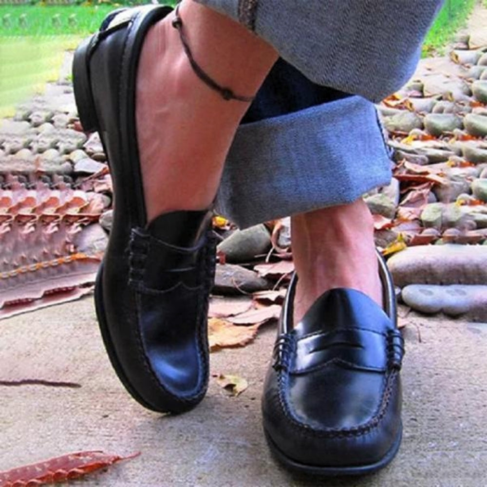Women’s Loafers – Slip-On Fit – Orthopedic Comfort – Moc Toe – Penny Strap Design
