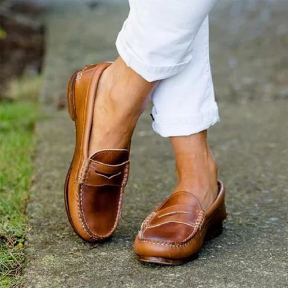 Women’s Loafers – Slip-On Fit – Orthopedic Comfort – Moc Toe – Penny Strap Design