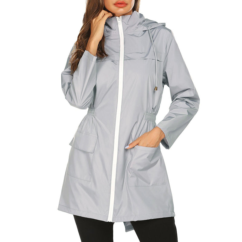Women’s Raincoat – Water-Resistant – Lightweight Packable – Cinched Waist Fit