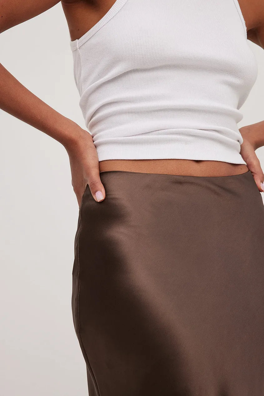 Women's Maxi Skirt - Sleek Satin - Flowing A-Line Silhouette - Elegant Formal Wear